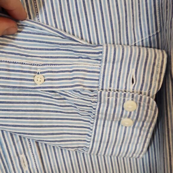 Men's Blue Striped Shirt Rye By Hawker Rye Medium Short - Picture 4 of 8